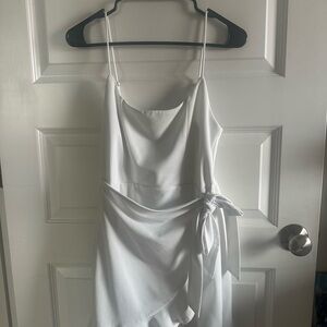 Lucy in the Sky White Spaghetti Strap Tie-Waist Mini Dress